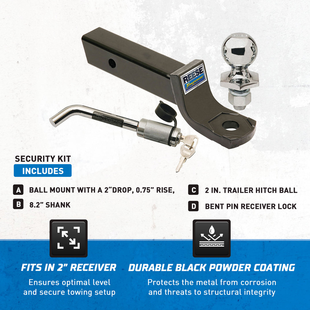 Reese Interlock Trailer Hitch Ball Mount Security Kit, 6000lbCapacity (Open Box)