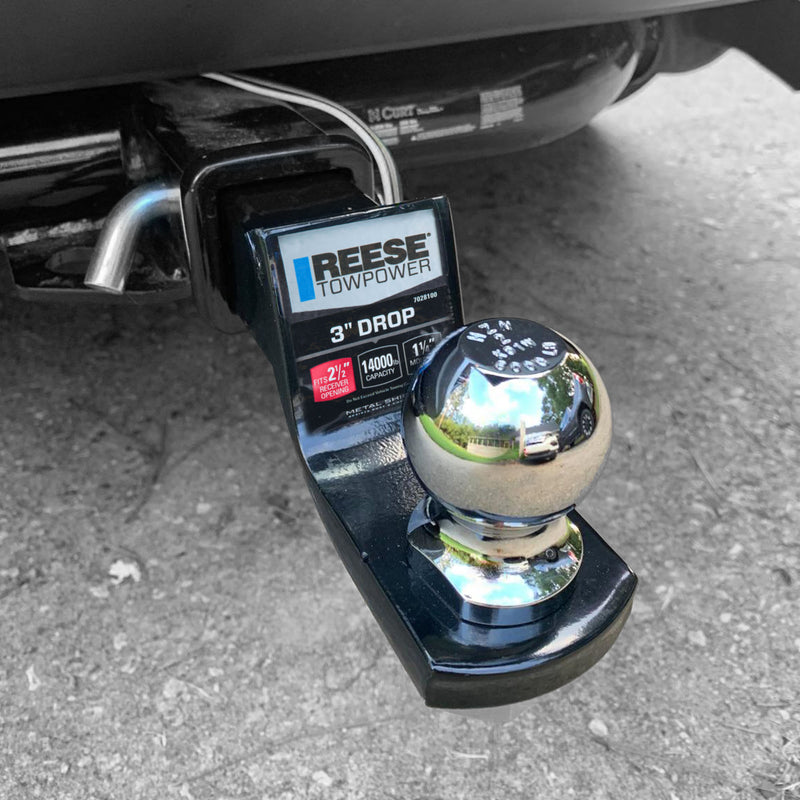 REESE Trailer Hitch Ball Mount, Fits 2.5" Receiver, 3" Drop, 14000 lbs, Black