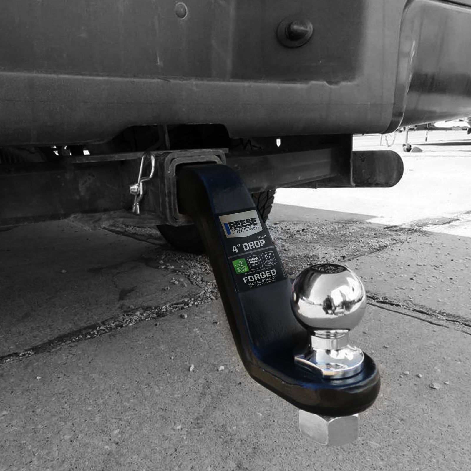 REESE Trailer Hitch Ball Mount, Fits 2" Receiver, 4" Drop, 16000 lbs, Black - VMInnovations