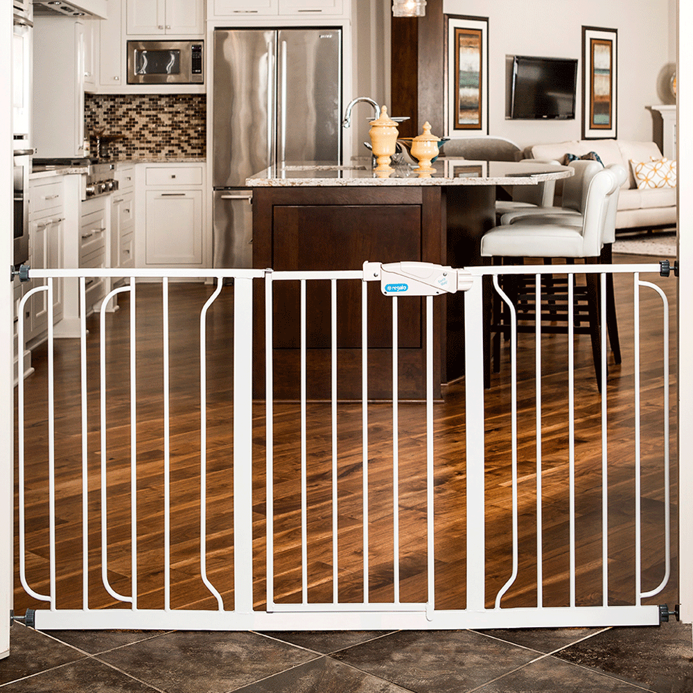 Regalo Extra Wide 56in Walk Through Gate with 4 Pack of Wall Mounts (Open Box) - VMInnovations