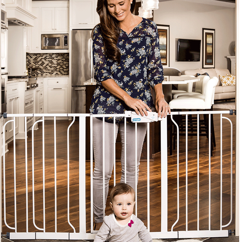 Regalo Extra Wide Span 56 Inch Walk Through Baby Gate, 4 Pack Wall Mounts (Used)