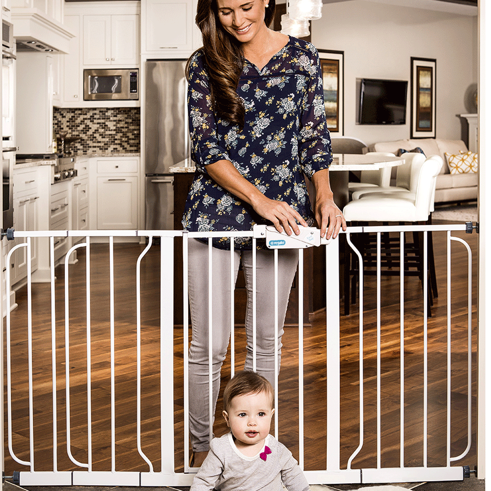 Regalo Extra Wide Span 56 Inch Walk Through Baby Gate, 4 Wall Mounts (Open Box) - VMInnovations