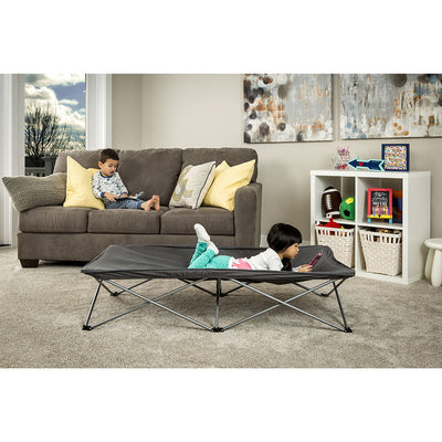 Regalo My Cot 54 In Long Portable Toddler Bed w/ Fitted Sheet, Gray (Open Box) - VMInnovations