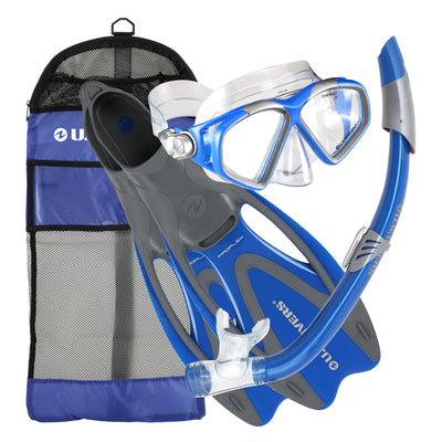 U.S. Divers Cozumel Size Medium Snorkel Mask Fins & Bag Set (Used)