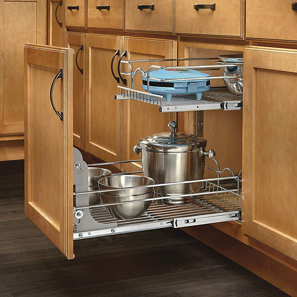 Rev-A-Shelf 12" Wide 18" Deep Base Cabinet 2 Tier Pull Out Wire Basket (Used)