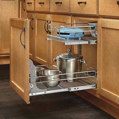 Rev-A-Shelf 15" Wide 22" Deep Cabinet 2 Tier Pull Out Wire Basket (Open Box)