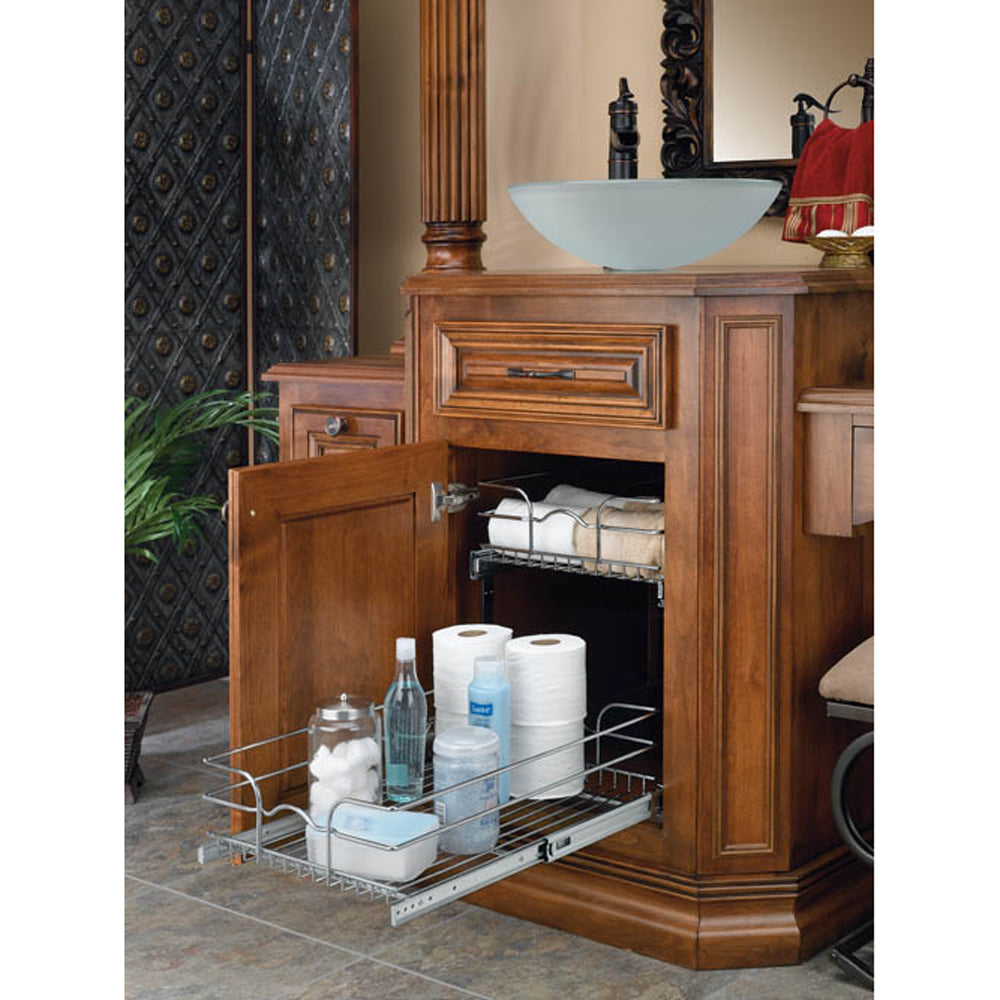 Rev-A-Shelf Base Kitchen Cabinet 2 Tier Pull Out Wire Baskets(2 Separate Sizes) - VMInnovations