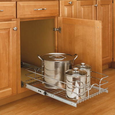 Rev-A-Shelf 12 Inch Wide 22 In Deep Base Kitchen Cabinet Wire Basket (4 Pack)