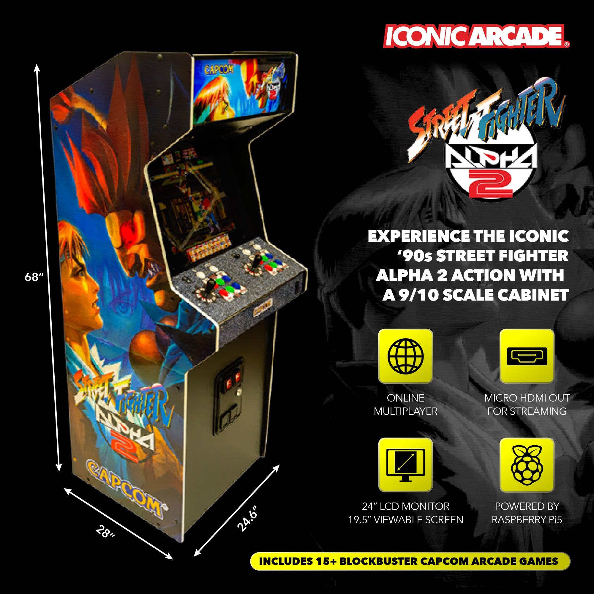 Iconic Arcade Street Fighter Alpha 2 XT Arcade Machine (For Parts)