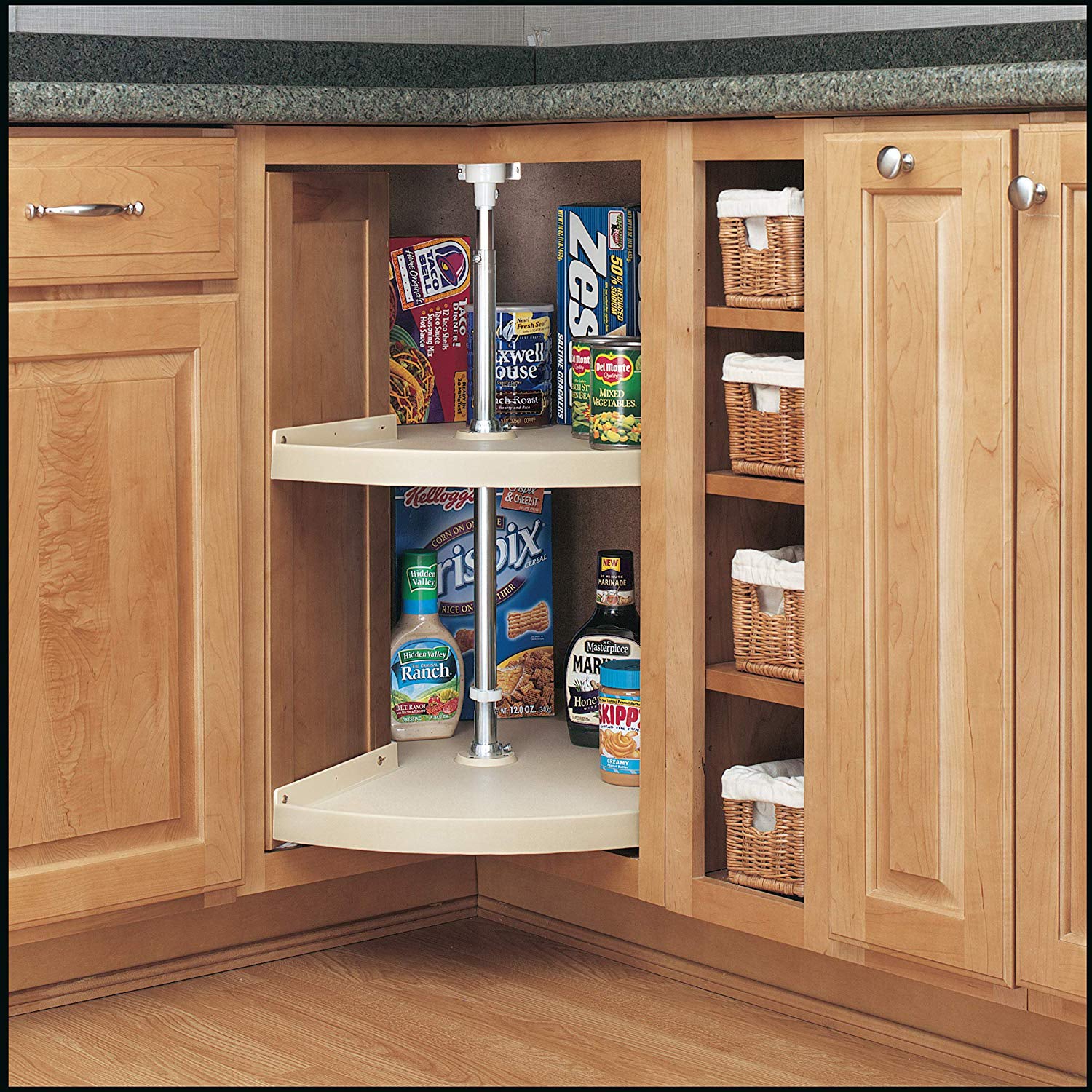 Rev-A-Shelf 24" Almond Pie-Cut Cabinet Lazy Susan 2-Shelf, Certified Refurbished