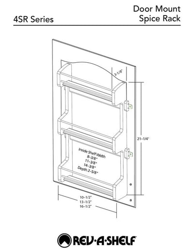 Rev-A-Shelf 15" Kitchen Cabinet Door Mounted 3-Shelf Storage Spice Rack, 4SR-15