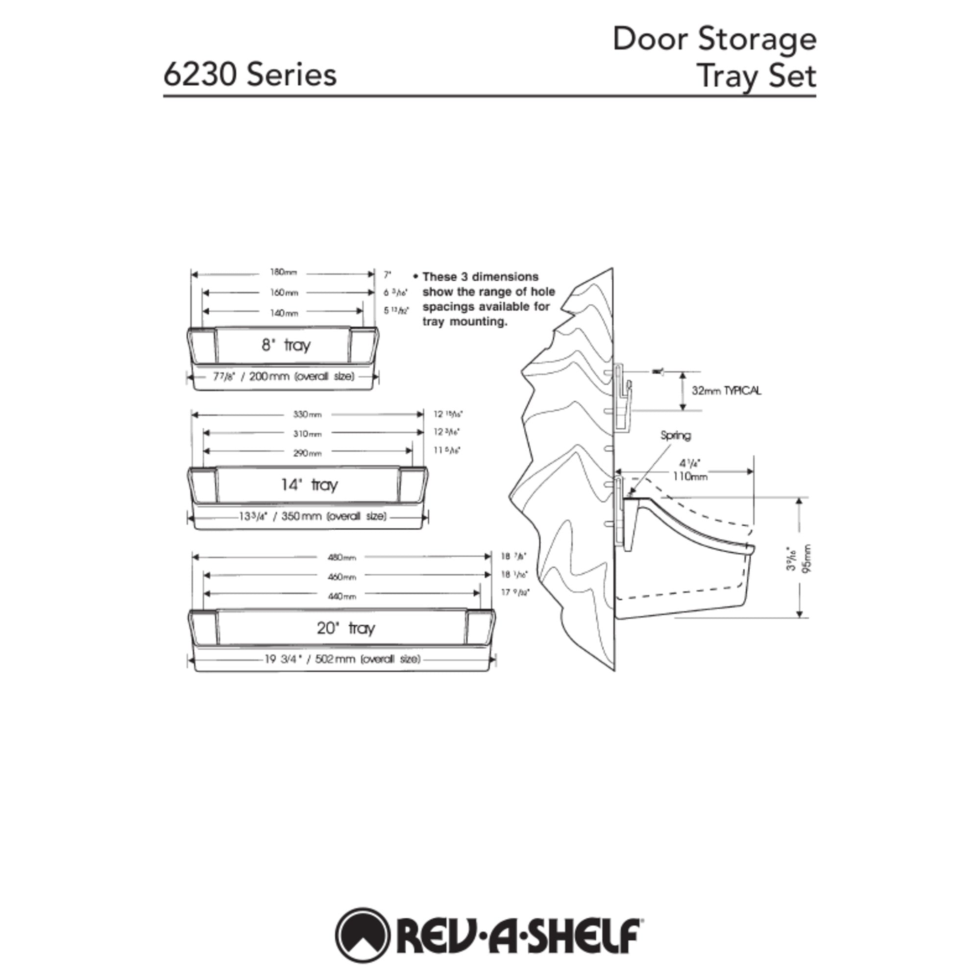 Rev-A-Shelf 6232-14-11-52-U-A 14" Cabinet Door Storage Bin (Set of 2) (Open Box)