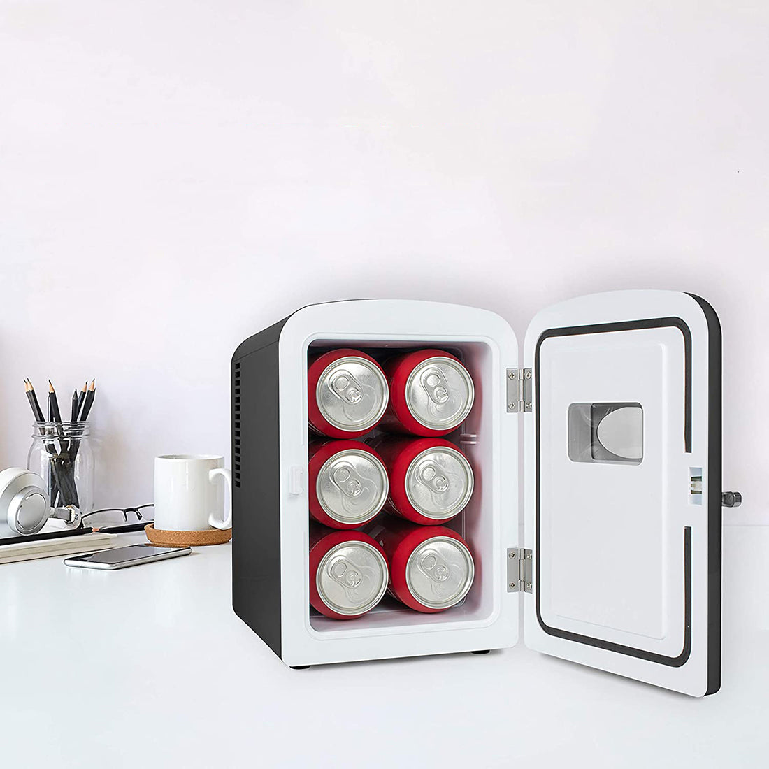 Nostalgia Retro Dry Erase 6 Can Refrigerator w/ Carry Handle Heating (For Parts)