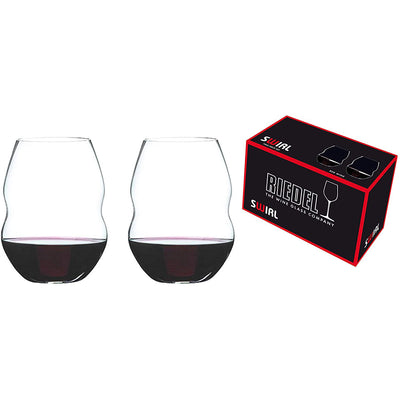 Riedel 20.45 Oz Swirl Red Wine Crystal Stemless Tumbler Glass, Pair (Open Box)