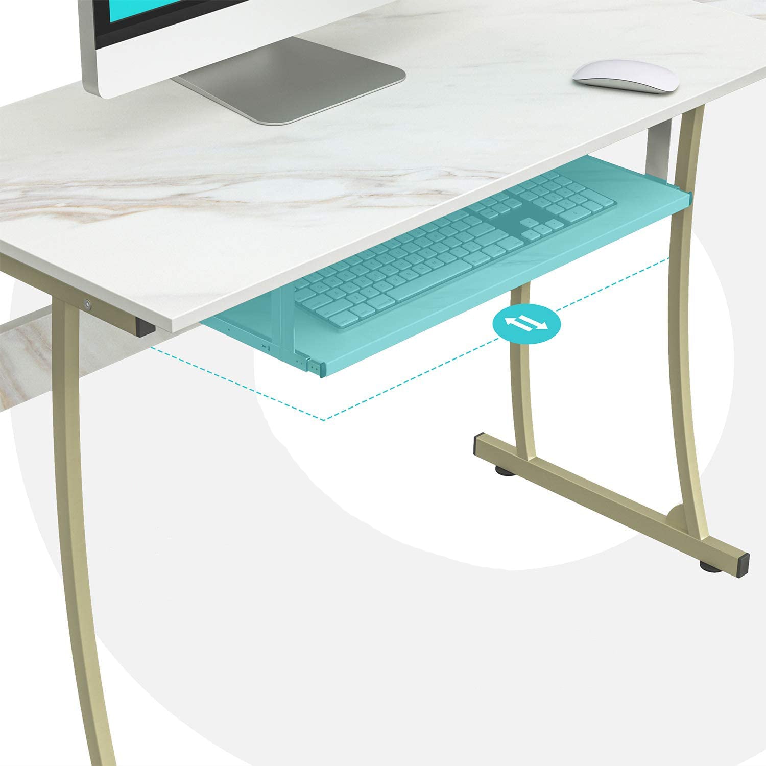 RIF6 L Shaped Modern Computer Office Desk w/ Keyboard Tray, Easy Assembly, White - VMInnovations