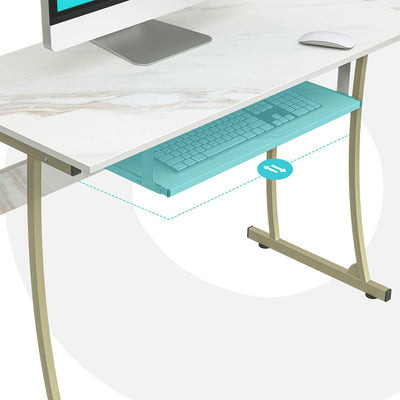 RIF6 L Shaped Modern Computer Office Desk w/ Keyboard Tray, Easy Assembly, White