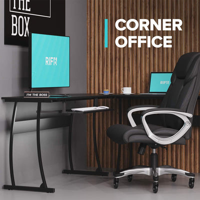 RIF6 L Shaped Computer Office Desk w/ Keyboard Tray, Easy Assembly (For Parts) - VMInnovations