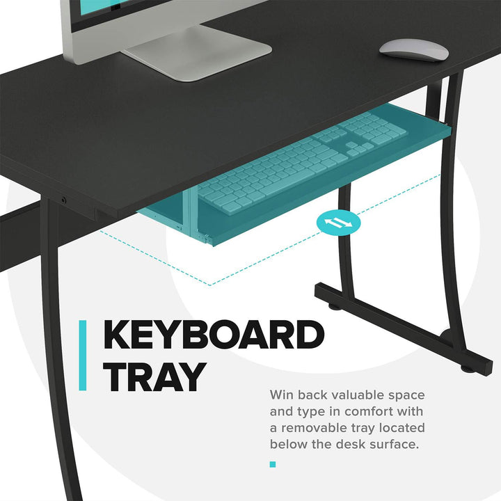 RIF6 L Shaped Computer Office Desk w/ Keyboard Tray, Easy Assembly (For Parts)