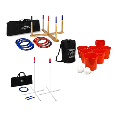 YardGames Giant Wooden Ring Toss Lawn Game w/ Giant Pong Set & Beersbee Game