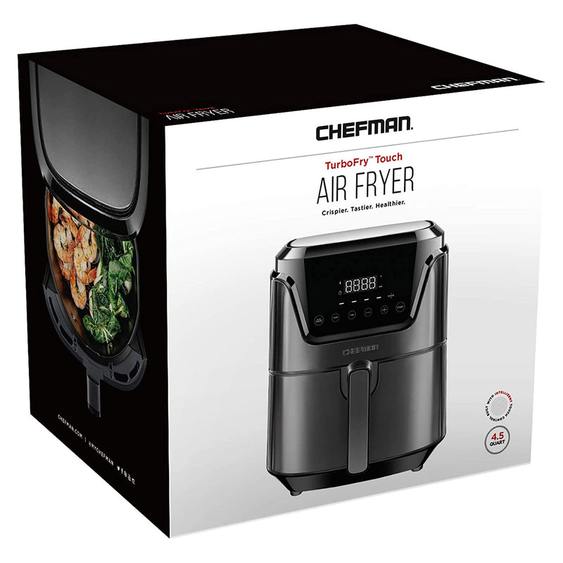 Chefman Digital 4.5 Quart Temperature Control Stainless Steel Square Air Fryer