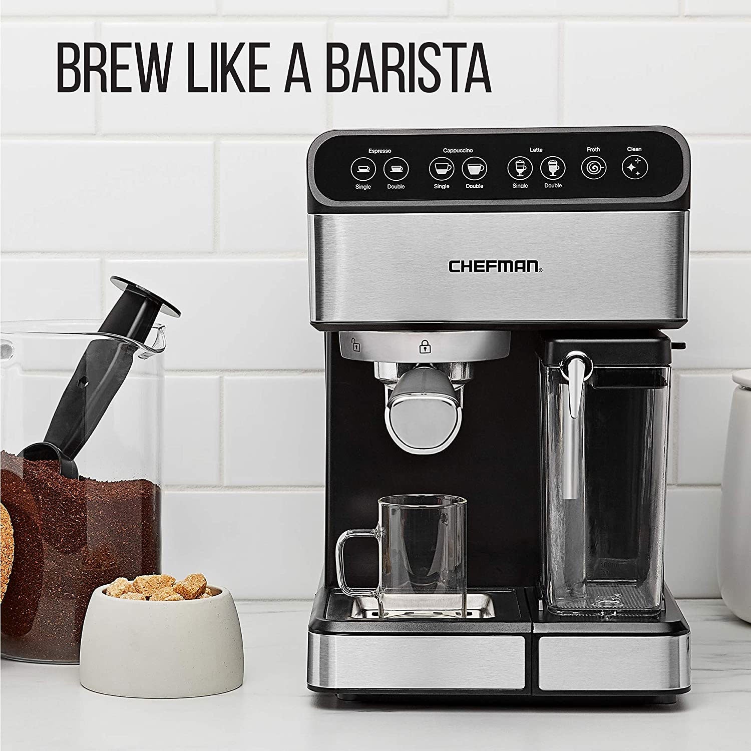 Chefman 6 in 1 Espresso Maker Coffee Machine w/ Frother & 15 Bar Pump (Open Box)