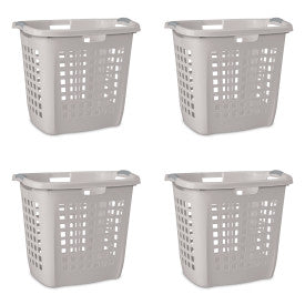 Sterilite Ultra Easy Carry Plastic Laundry Basket, 2.1 Bushel, Grey, 4 Pack