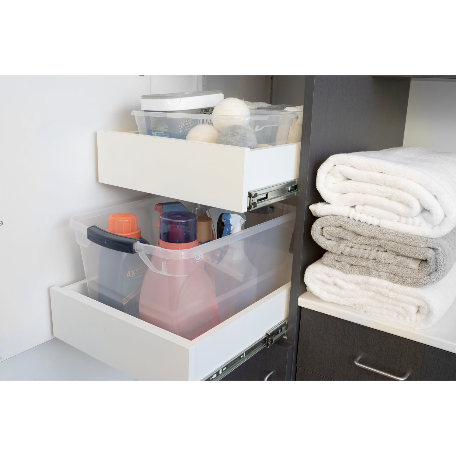 Rubbermaid Cleverstore Bundle with 4 Each 41 Qt & 95 Qt Latching Storage Bins