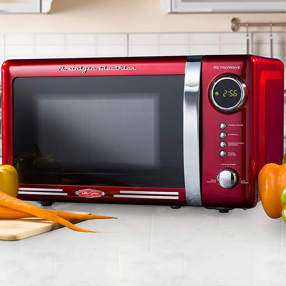 Nostalgia Retro 0.7 Cubic Foot 700 Watt Countertop Microwave Oven (For Parts)