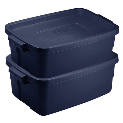 Rubbermaid 3 Gallon Stackable Storage Container, Dark Indigo Metallic (12 Pack) - VMInnovations