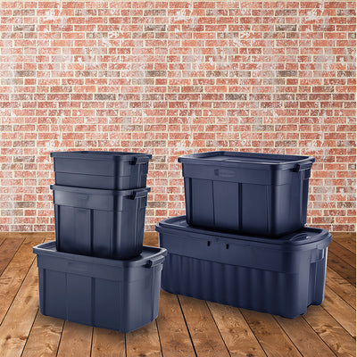 Rubbermaid Stackable Plastic Storage Container, Dark Indigo Metallic (14 Pack)