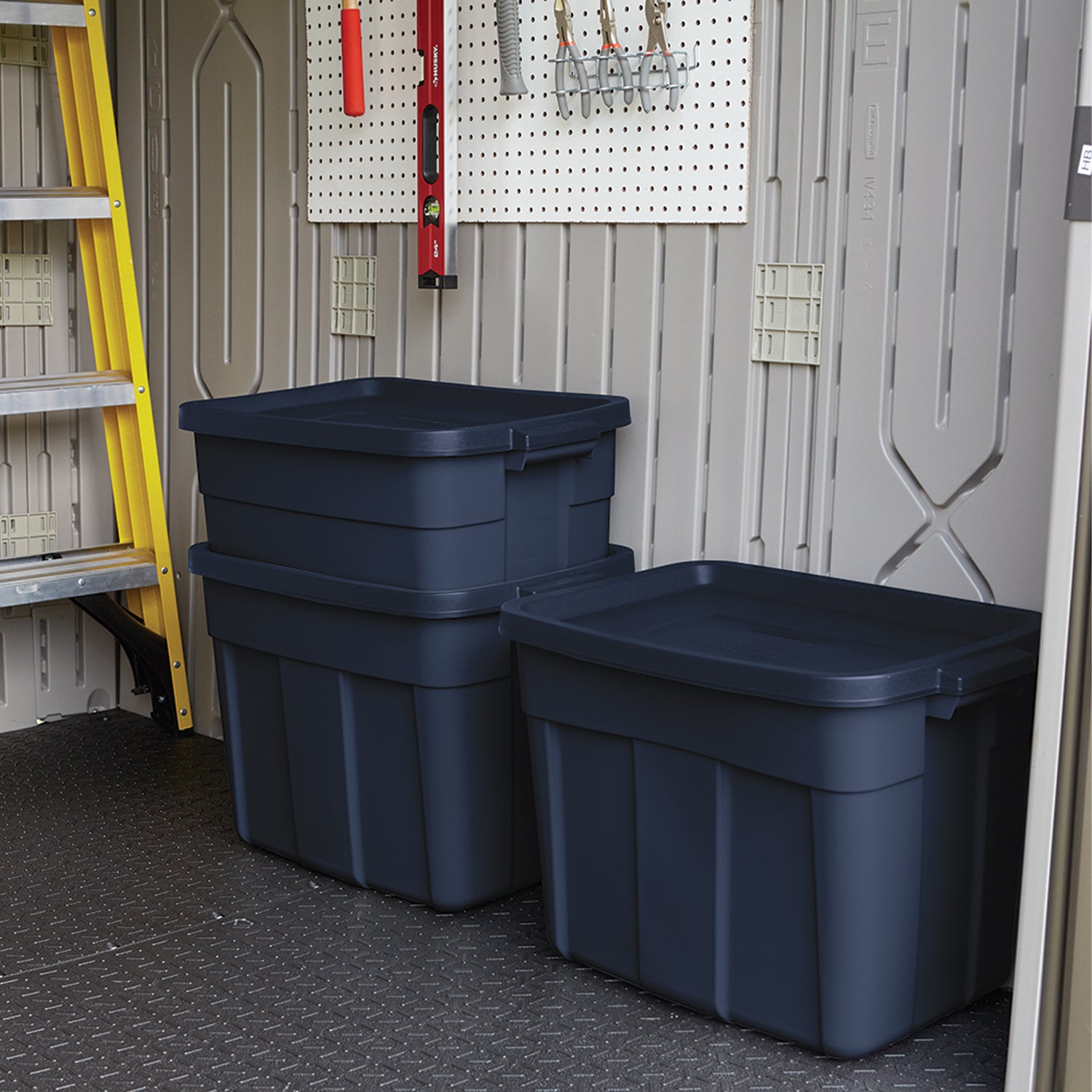 Rubbermaid 3 Gallon Stackable Storage Container, Dark Indigo Metallic (12 Pack) - VMInnovations