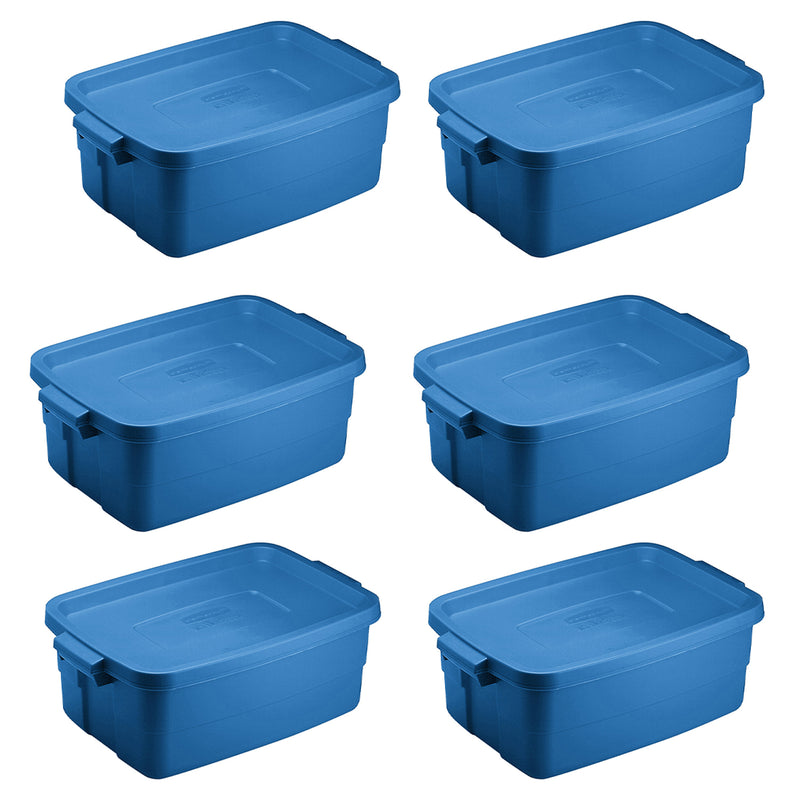 Rubbermaid Roughneck Tote 3 Gallon Storage Container, Heritage Blue (6 Pack) - VMInnovations