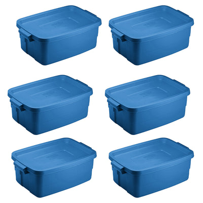 Rubbermaid Roughneck Tote 3 Gallon Storage Container, Blue (6 Pack) (Open Box)
