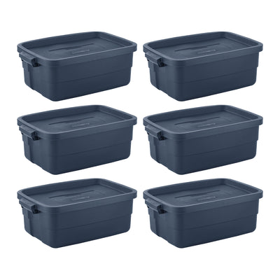 Rubbermaid 10 Gallon Stackable Storage Container, Dark Indigo Metallic (12 Pack) - VMInnovations