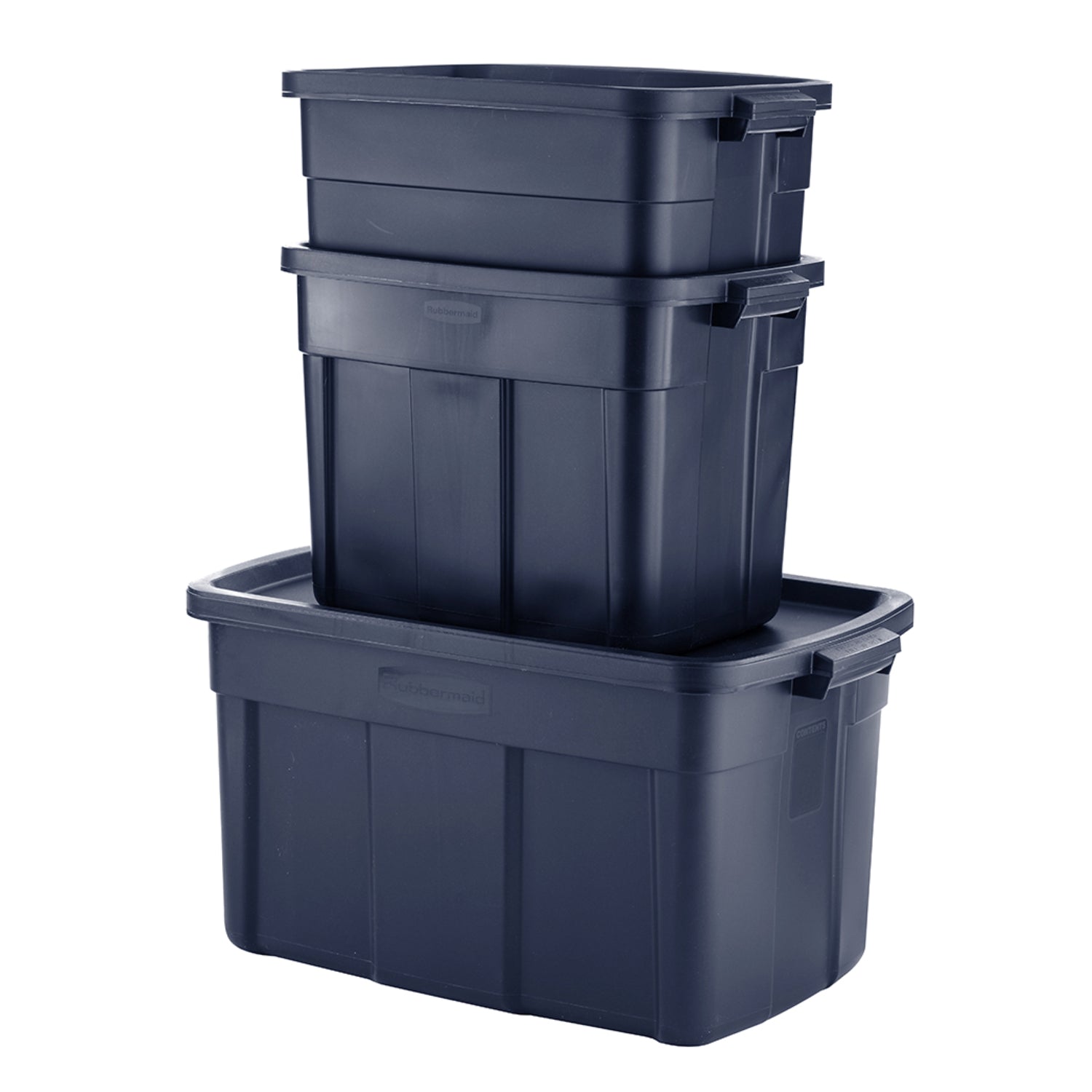 Rubbermaid 10 Gallon Stackable Storage Container, Dark Indigo Metallic (12 Pack) - VMInnovations