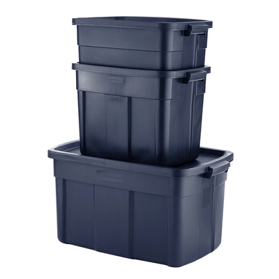 Rubbermaid 10 Gallon Stackable Storage Container, Dark Indigo Metallic (12 Pack) - VMInnovations