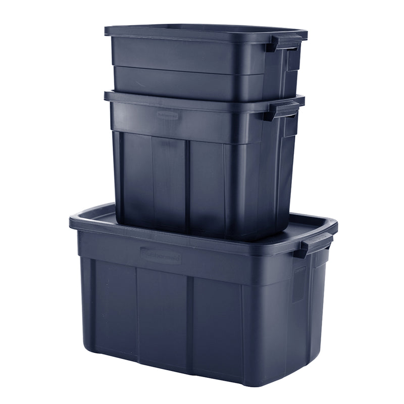 Rubbermaid 10 Gallon Stackable Storage Container, Dark Indigo Metallic (12 Pack)