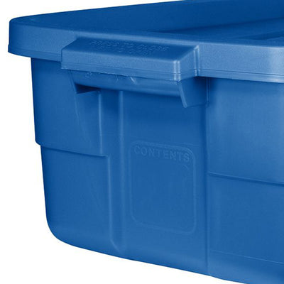 Rubbermaid Roughneck Tote 10 Gal Storage Container, Heritage Blue (6 Pack)(Used)