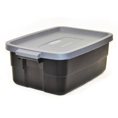 Rubbermaid Roughneck Tote 3 Gallon Storage Container, Black/Cool Gray (6 Pack) (Refurbished)