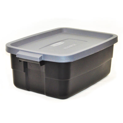 Rubbermaid Roughneck Tote 3 Gallon Container, Black/Cool Gray (6 Pack)(Open Box)