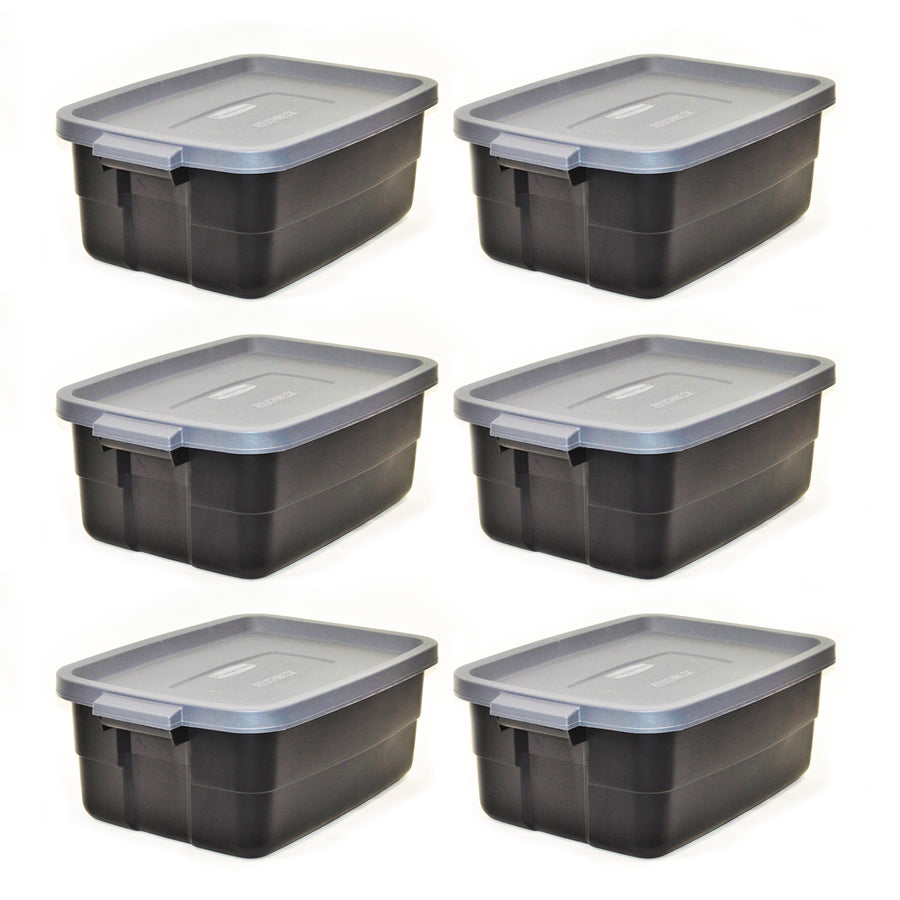Rubbermaid Roughneck 10 Gallon Storage Container, Black/Cool Gray (6 Pack)(Used) - VMInnovations