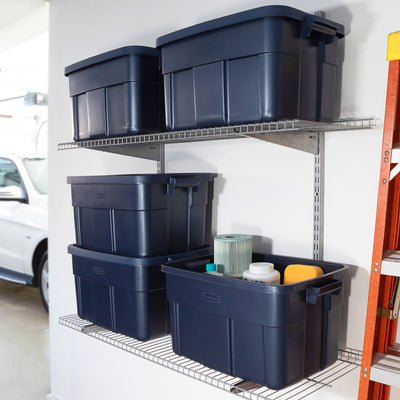 Rubbermaid Roughneck 14 Gal Storage Box Tote, Dark Indigo Metallic(6 Pack)(Used) - VMInnovations