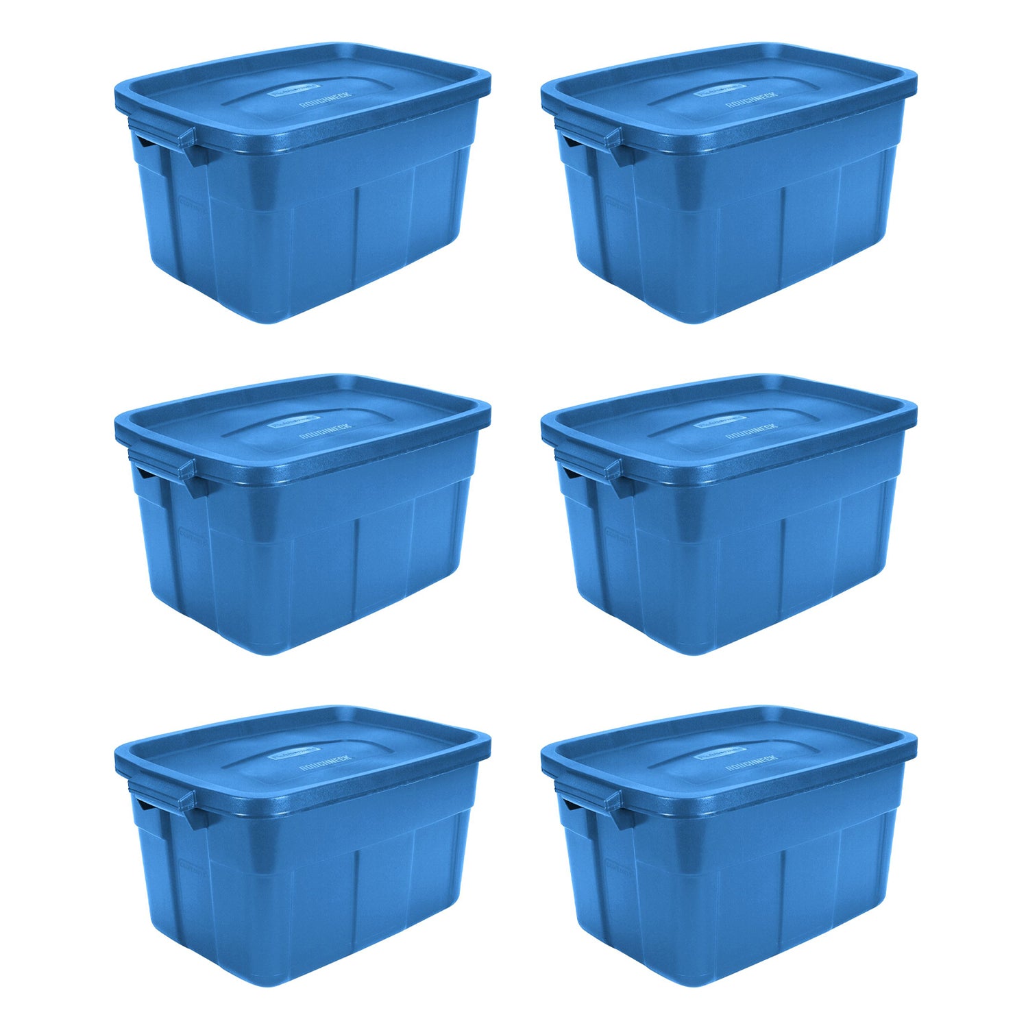 Rubbermaid Roughneck Tote 14 Gallon Storage Container, Heritage Blue (6 Pack) - VMInnovations