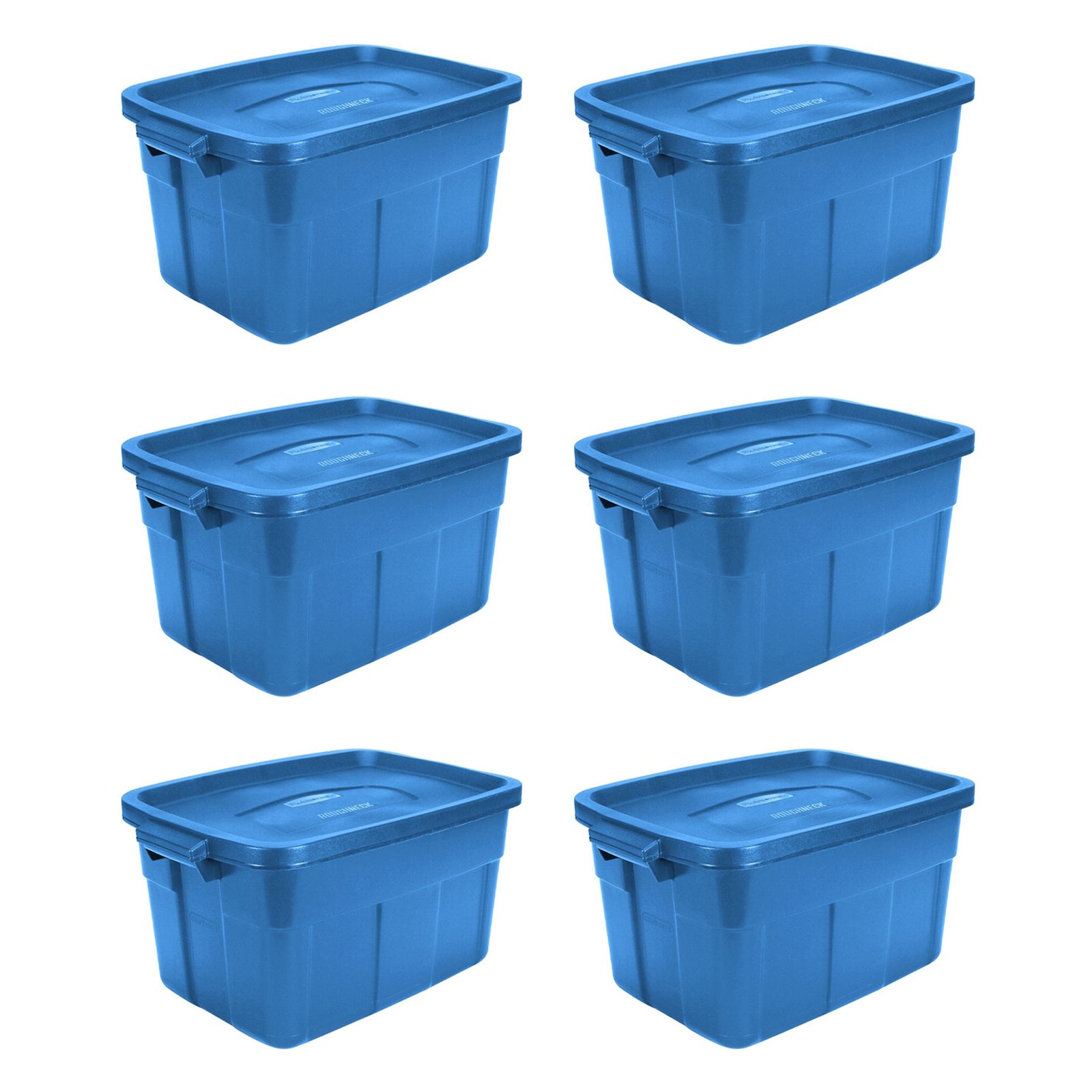 Rubbermaid Roughneck Tote 14 Gallon Container, Heritage Blue (6 Pack) (Open Box) - VMInnovations