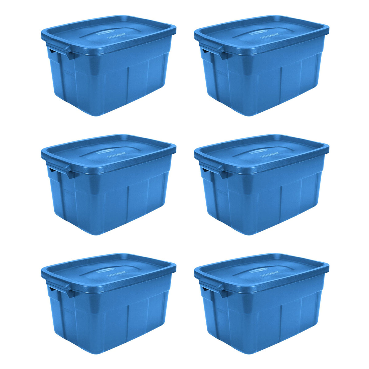 Rubbermaid Roughneck Tote 14 Gallon Container, Heritage Blue (6 Pack) (Open Box)