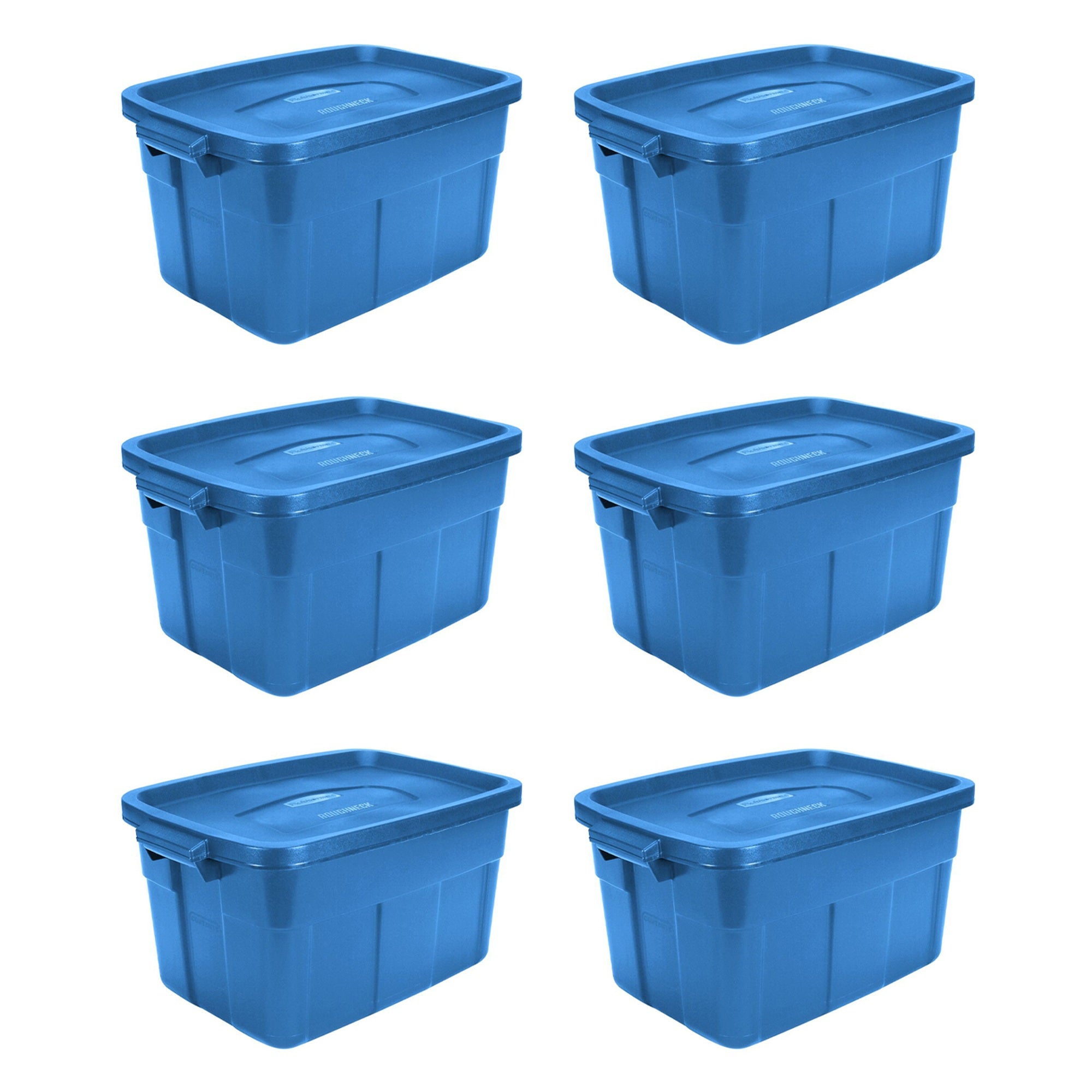 Rubbermaid Roughneck Tote 14 Gallon Container, Heritage Blue (6 Pack) (Open Box) - VMInnovations