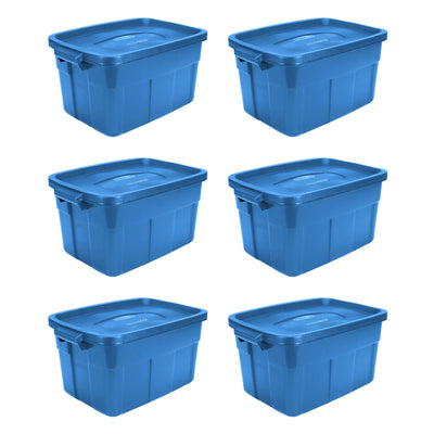 Rubbermaid Roughneck Tote 14 Gallon Container, Heritage Blue (6 Pack) (Open Box) - VMInnovations