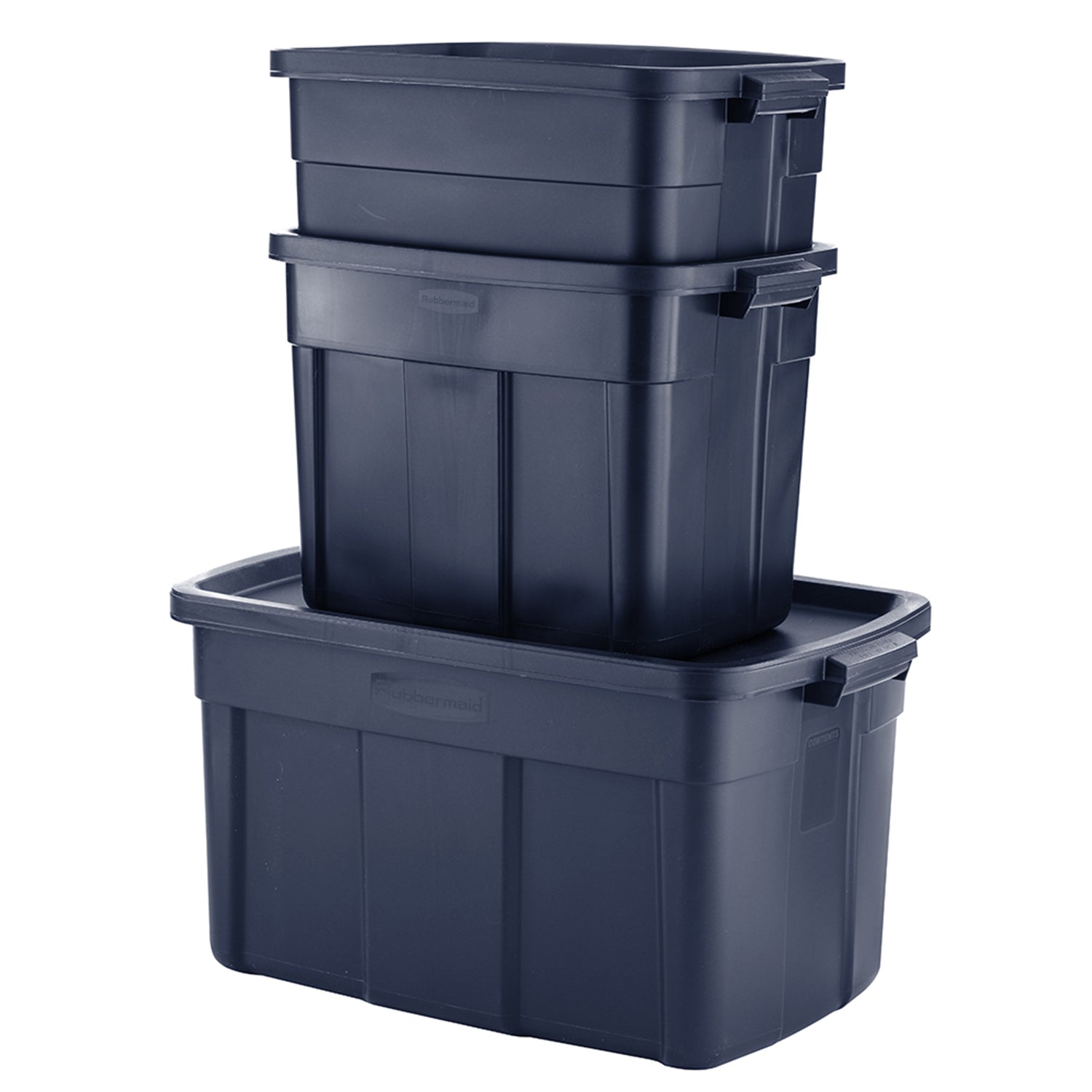 Rubbermaid 18 Gallon Stackable Storage Container, Dark Indigo Metallic (12 Pack) - VMInnovations