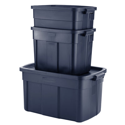 Rubbermaid 18 Gallon Stackable Storage Container, Dark Indigo Metallic (12 Pack)