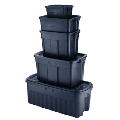 Rubbermaid 18 Gallon Stackable Storage Container, Dark Indigo Metallic (12 Pack) - VMInnovations